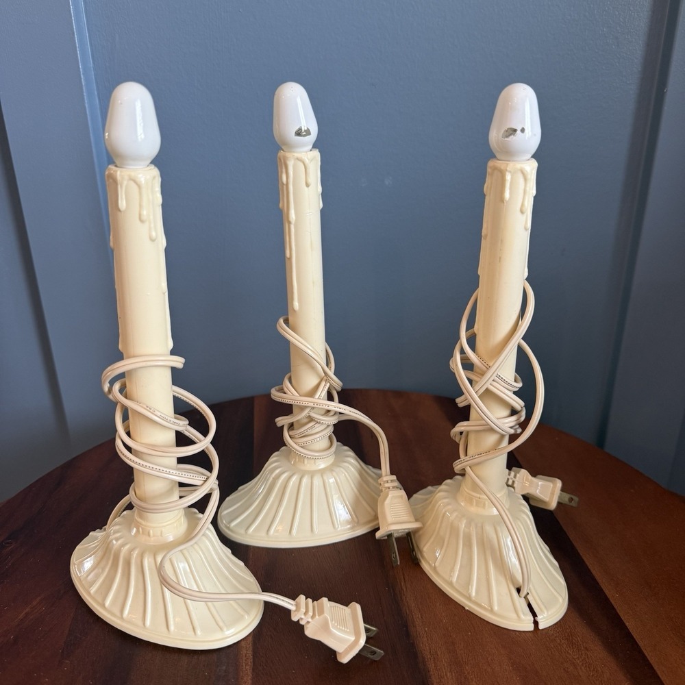 Vintage‎ Electric Christmas Window Candeliers Lot of 3 Ivory White Bulbs 8" F/W
